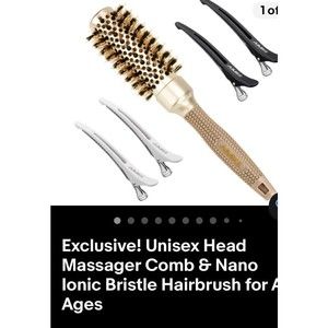 New Aimike Nano Tech Pro Hair Brush Ceramic & Ionic with 4 large clips